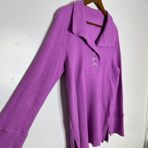Soft Surroundings Purple Wide Collar Long Sleeve Shirt Size Small Women’s - Picture 6 of 12
